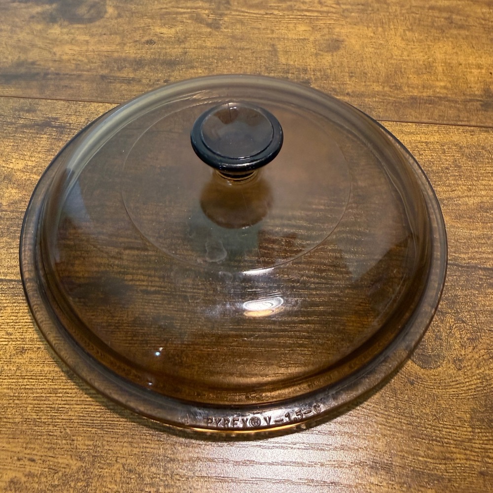 Pyrex Visions Amber Brown Glass Replacement Lid V-1.5-C for 1.5L Pot Pan 7.25in